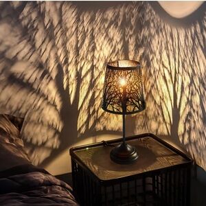 Black Tree Shadow Bedside Table Lamp-Dimmable
